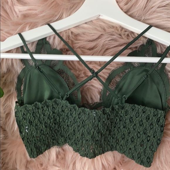 LACE BRALETTE WITH BRA PADS CROCHET: Army Green - Picture 3 of 7